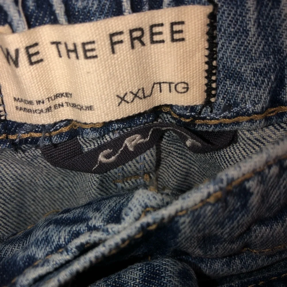 We The Free by Free People CRVY Outlaw Wide Leg Denim Blue Jeans sz XXL